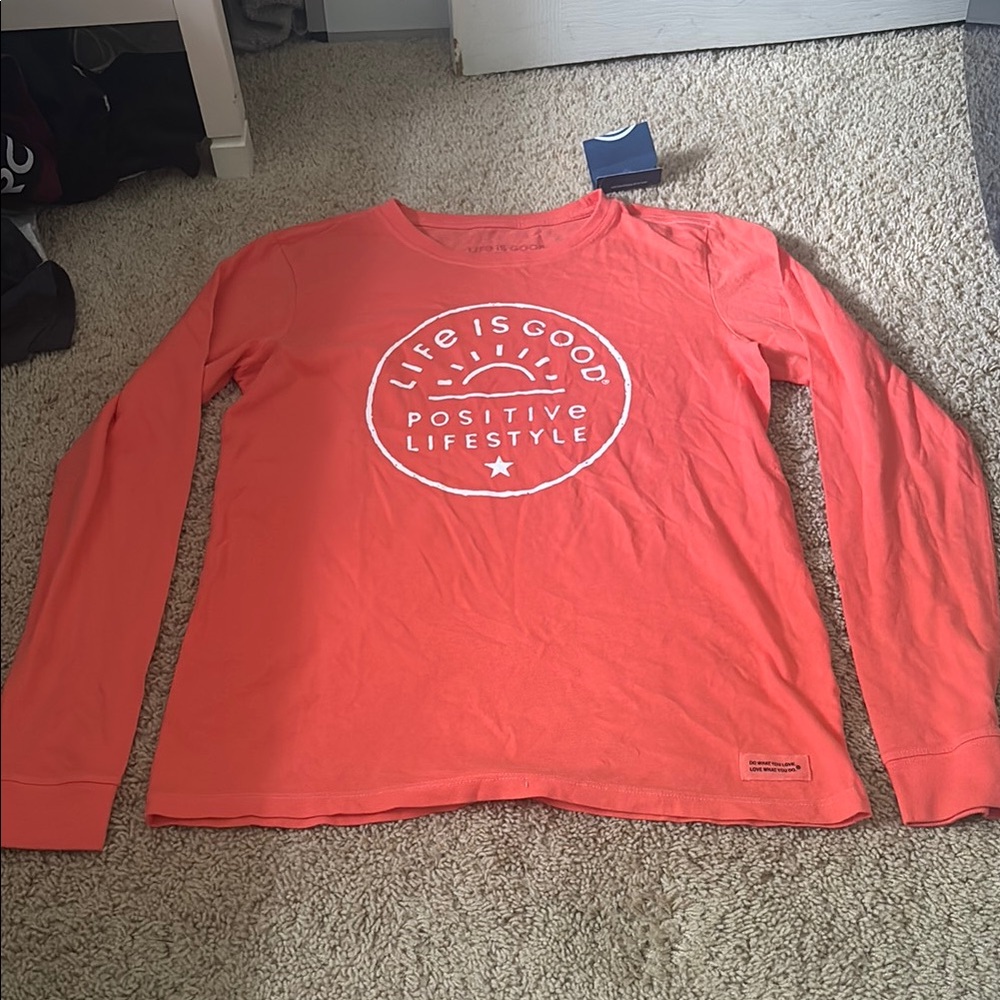 Life is Good Positive Lifestyle Coral Shirt